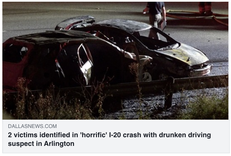 2 victims identified in 'horrific' I-20 crash with drunken driving suspect in Arlington - Hamilton Wingo
